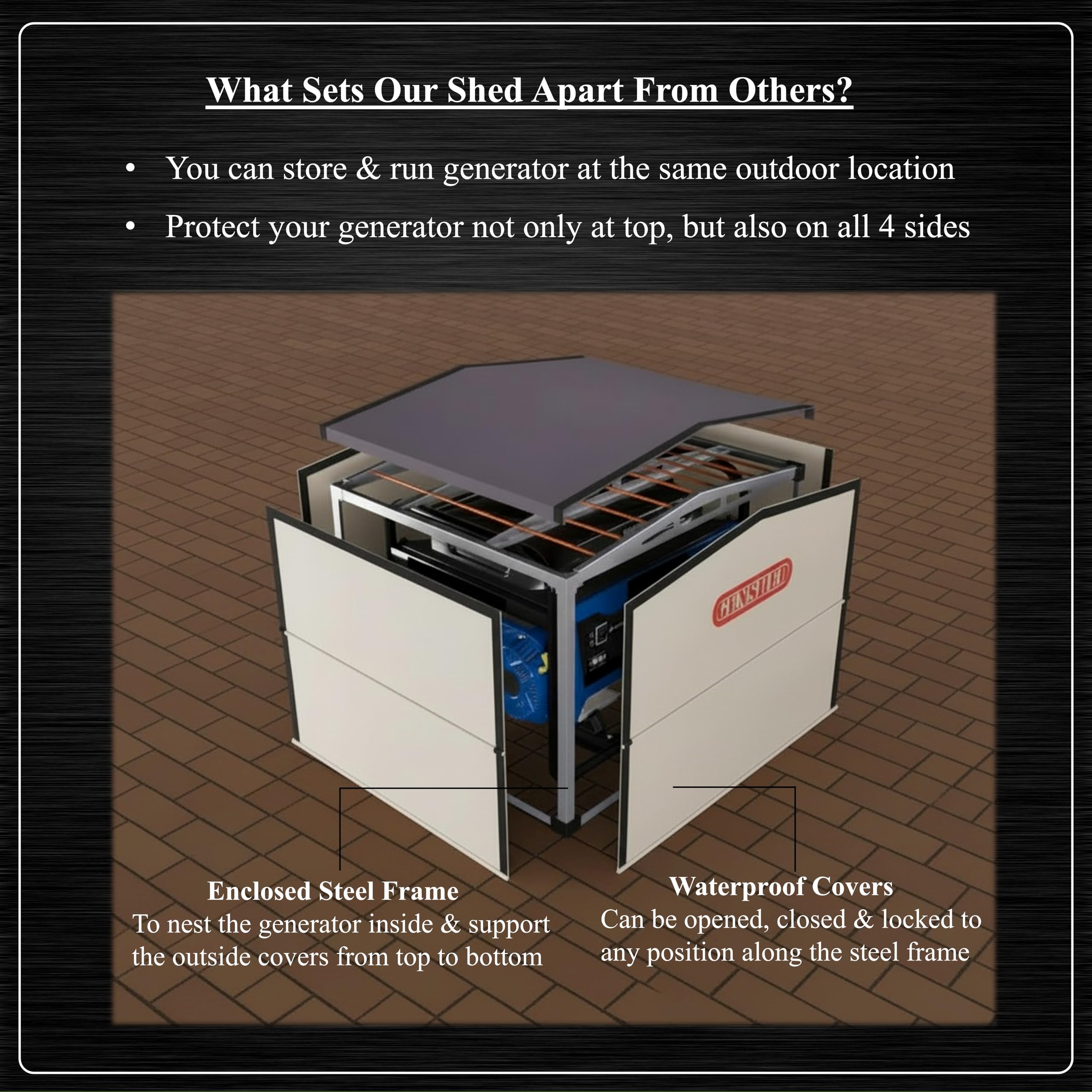 Extra Large Generator Shed (GCM) - For Generators with length between 36" - 42" & width between 31" - 34"