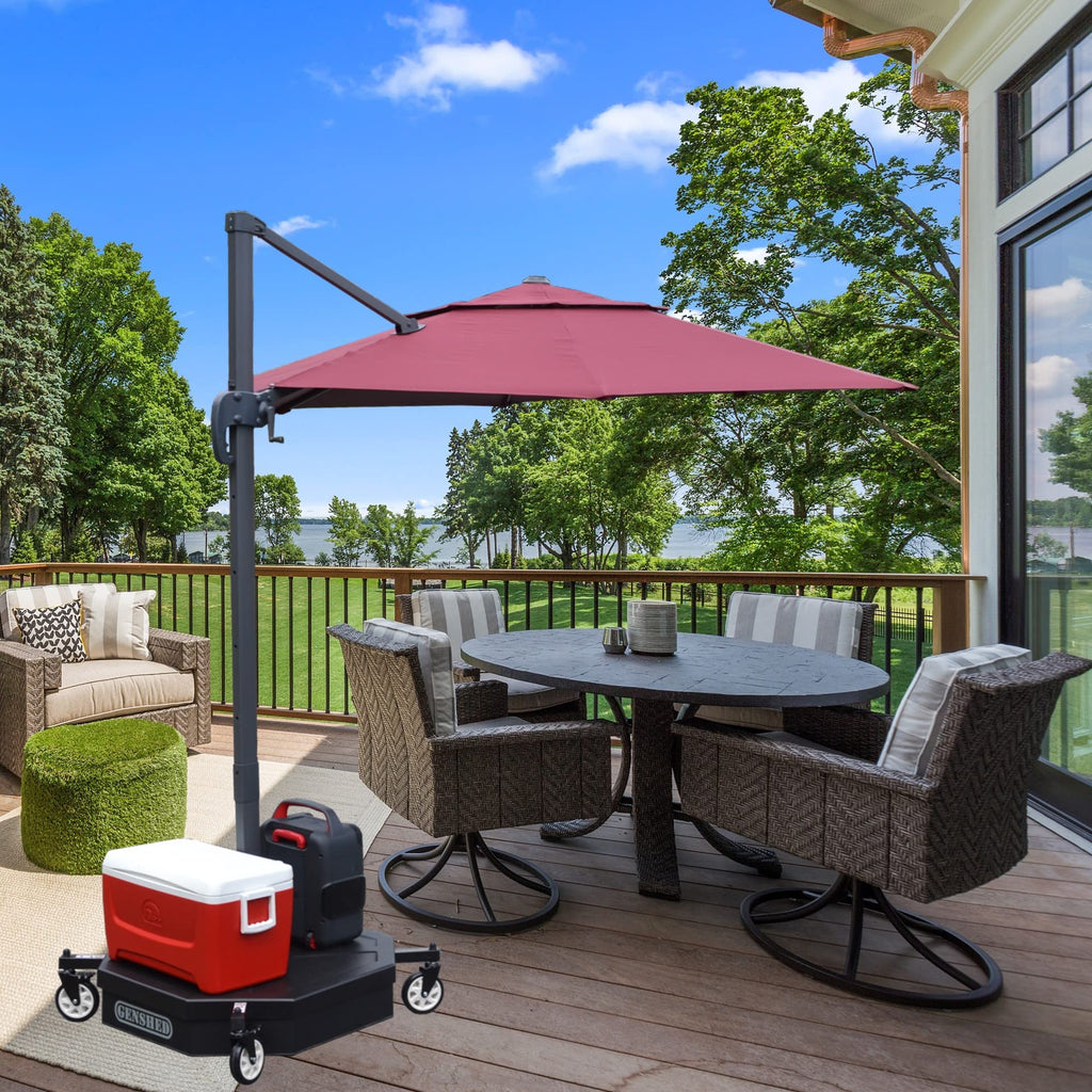 Large Mobile Cantilever Umbrella Base with Wheels
