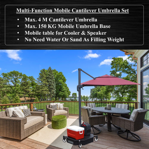 Large Mobile Cantilever Umbrella Base with Wheels