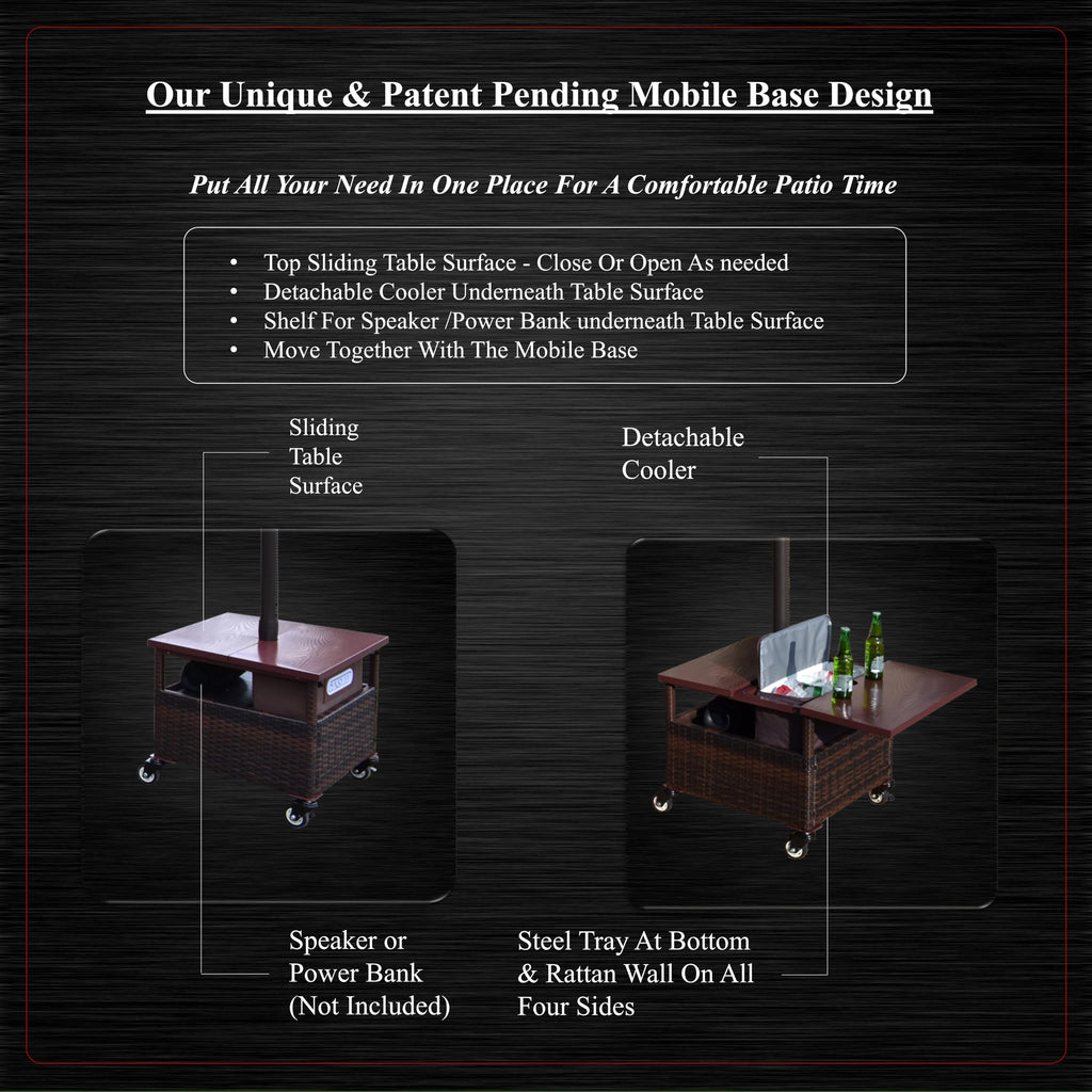 Rattan Style Mobile Umbrella Base with Wheels