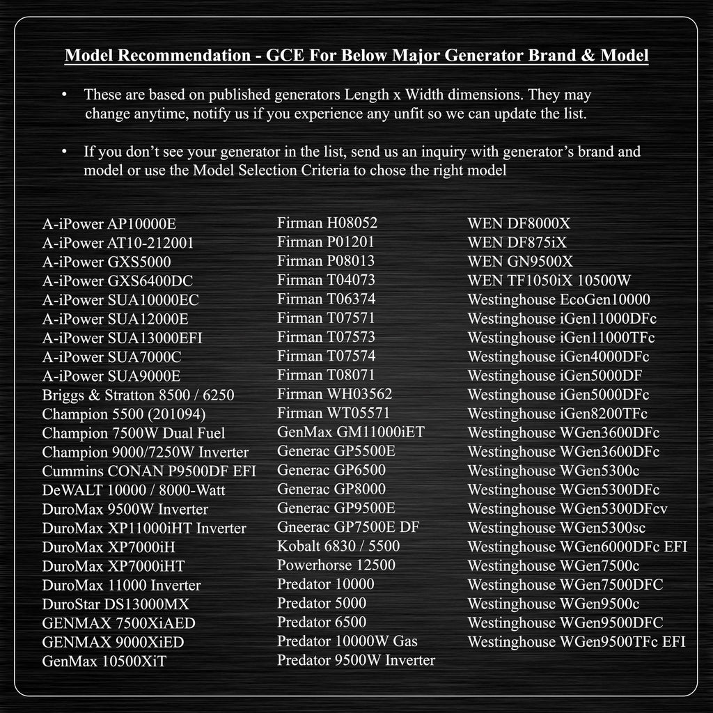 Extra Large Generator Shed (GCM) - For Generators with length between 36" - 42" & width between 31" - 34"